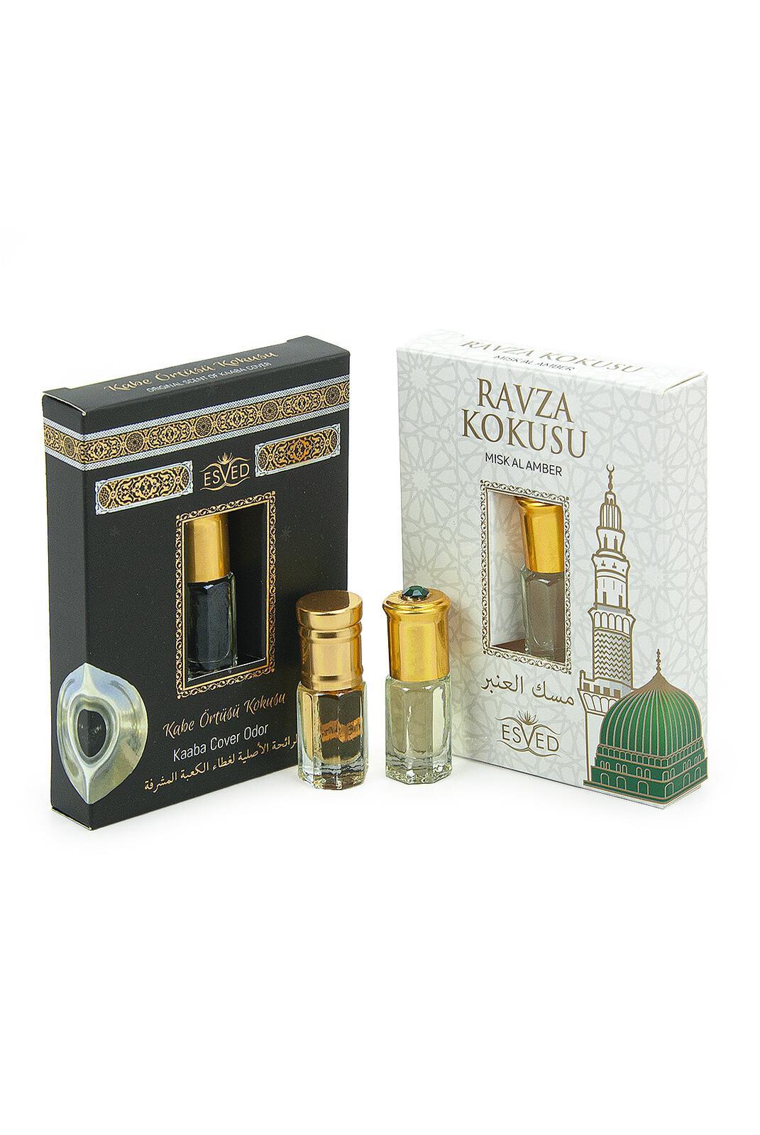 Hac ve Umre Kokuları 2 li Set: Kabe Örtüsü ve Ravza Kokusu ve Esansı