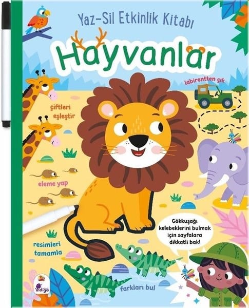KolektifEgitim Etkinlik KitaplariHayvanlar: Yaz - Sil Etkinlik Kitabı (Kalemli)