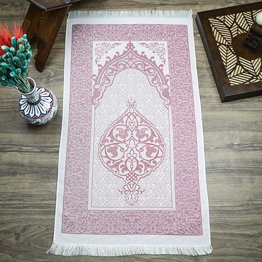 Hediyelik İpek Nur Tafta Seccade Açık Bordo 68x110 cm - 300 gr