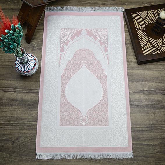 Hediyelik İpek Nur Tafta Seccade Bebek Pembesi 68x110 cm - 300 gr