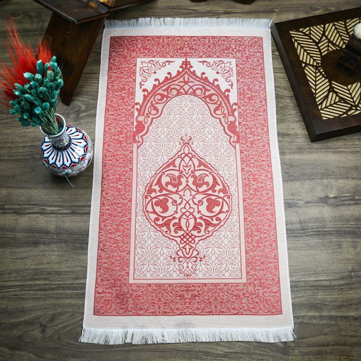 Hediyelik İpek Nur Tafta Seccade Kırmızı 68x110 cm - 300 gr