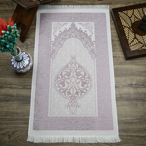 Hediyelik İpek Nur Tafta Seccade Lila 68x110 cm - 300 gr