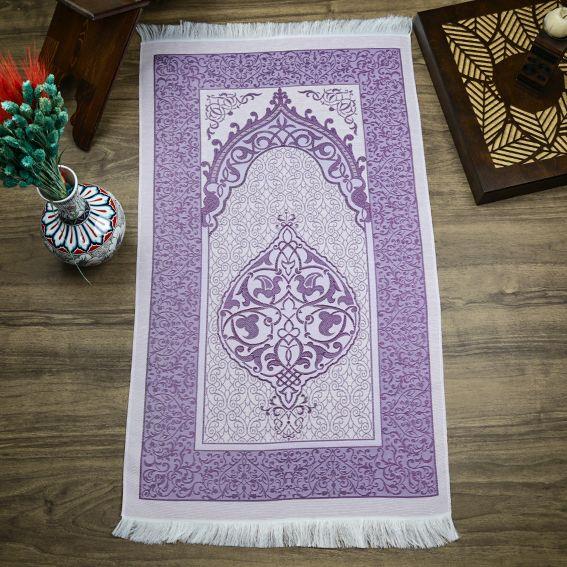 Hediyelik İpek Nur Tafta Seccade Mor 68x110 cm - 300 gr