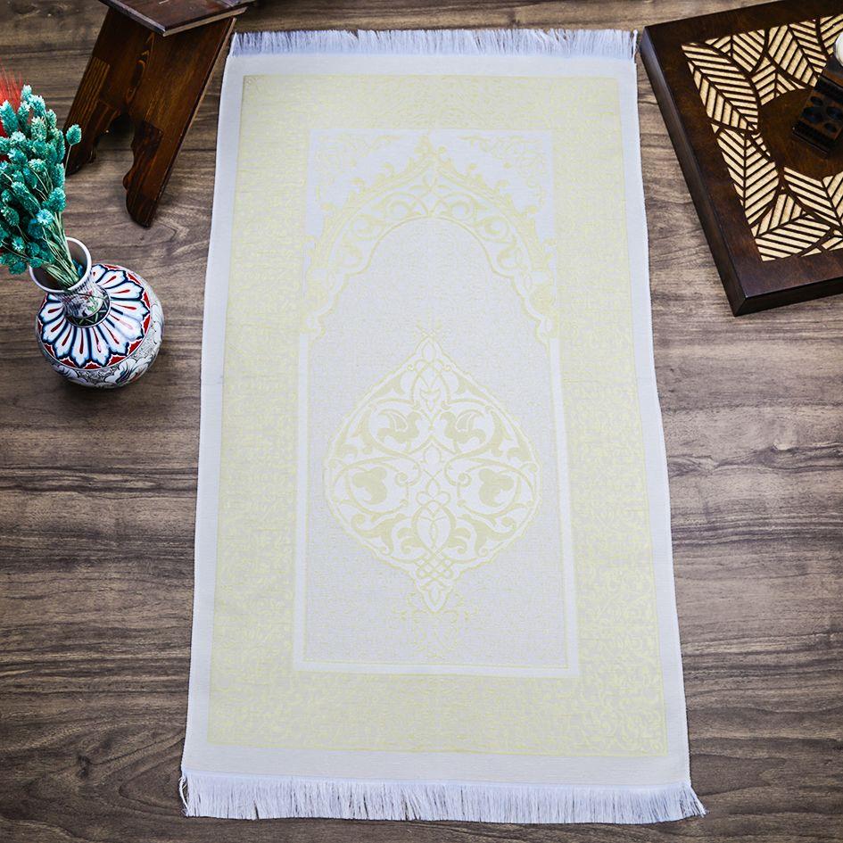 Hediyelik İpek Nur Tafta Seccade Sarı 68x110 cm - 300 gr