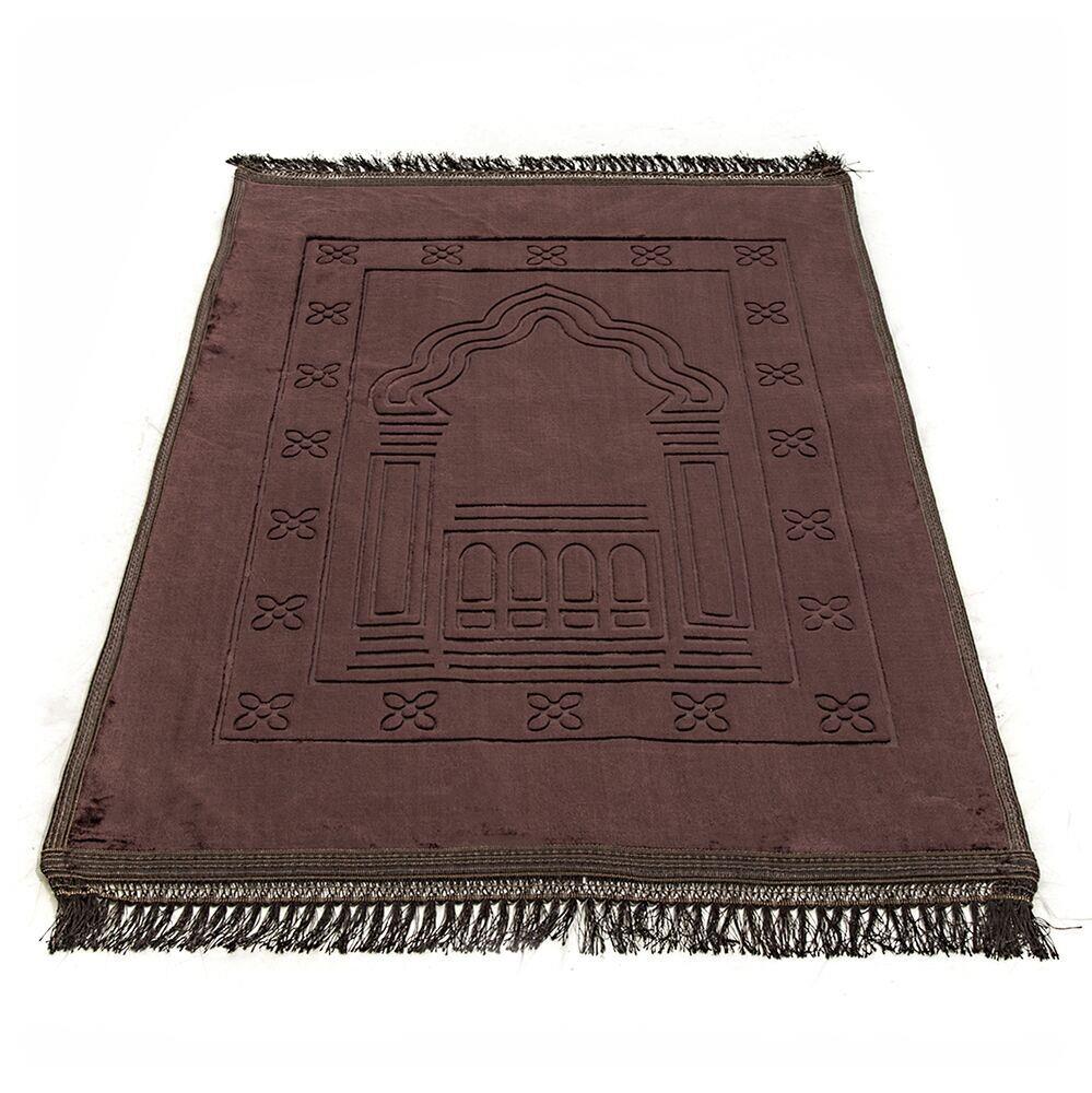 Hediyelik Kadife Peluş Seccade Koyu Kahve 70 x 110 cm - 750 gr