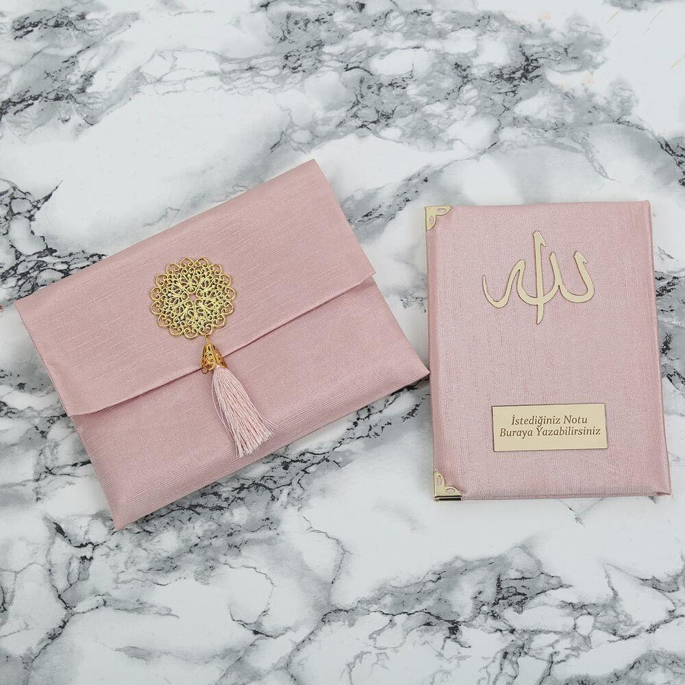 Hediyelik Şantuk Kumaş Çantalı Yasin Kitabı ( 16.5 x 12.5 cm ) Pembe