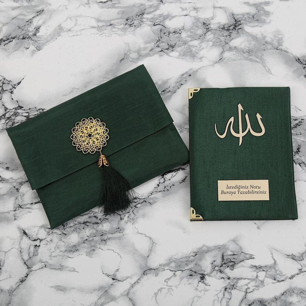 Hediyelik Şantuk Kumaş Çantalı Yasin Kitabı ( 16.5 x 12.5 cm ) Yeşil