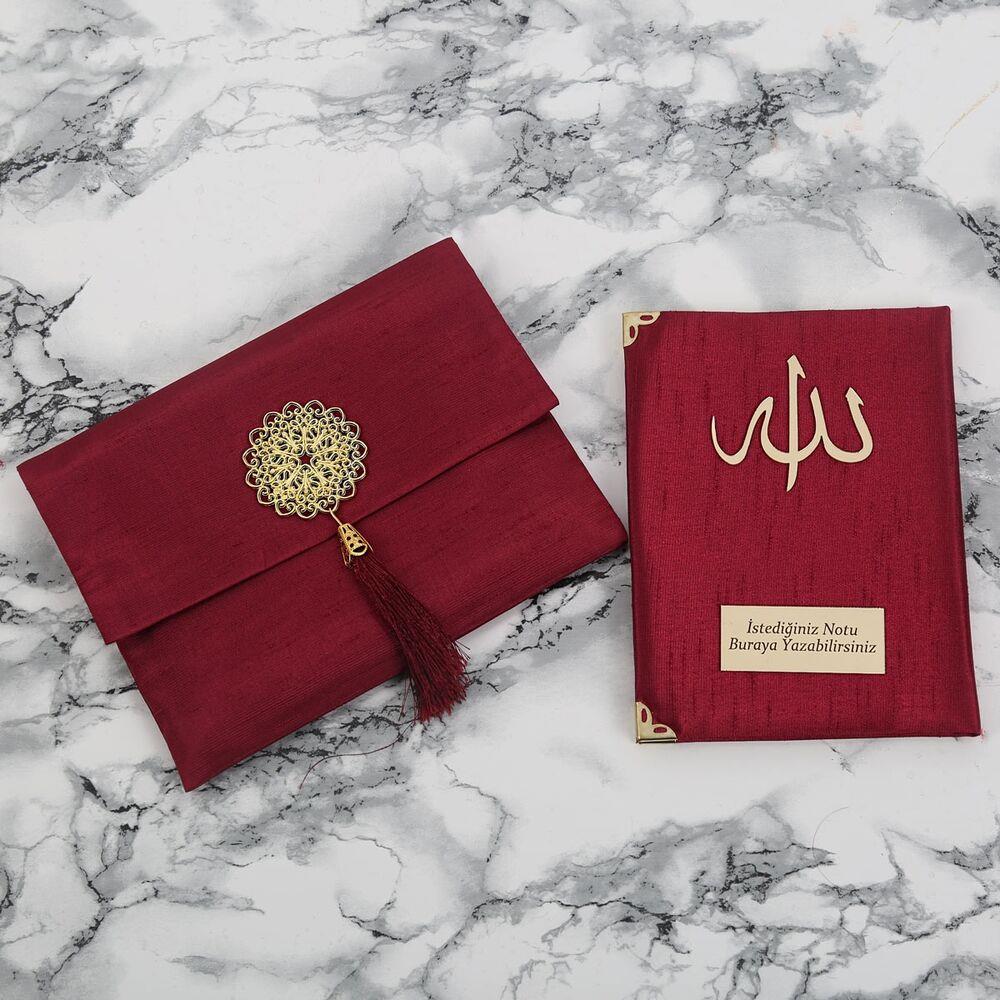 Hediyelik Şantuk Kumaş Çantalı Yasin Kitabı ( 16.5 x 12.5 cm ) Bordo