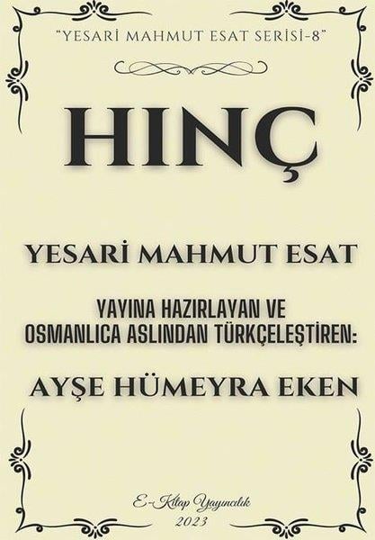 Yesari Mahmut EsatDünya RomanHınç