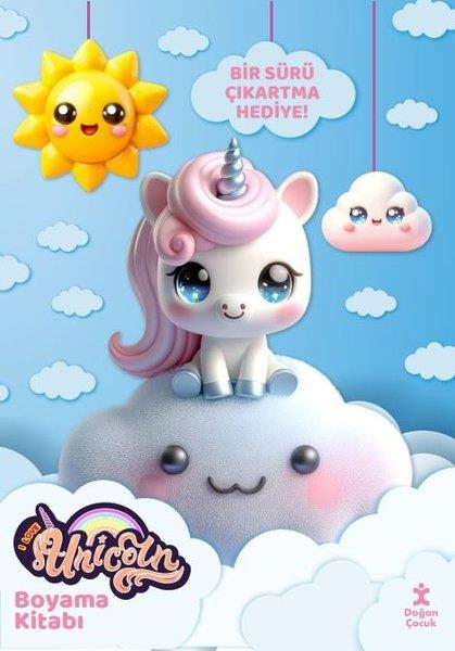 KolektifEgitim Etkinlik KitaplariI Love Unicorn - Boyama Kitabı - Günaydın Dünya - Bir Sürü Çıkartma Hediye!