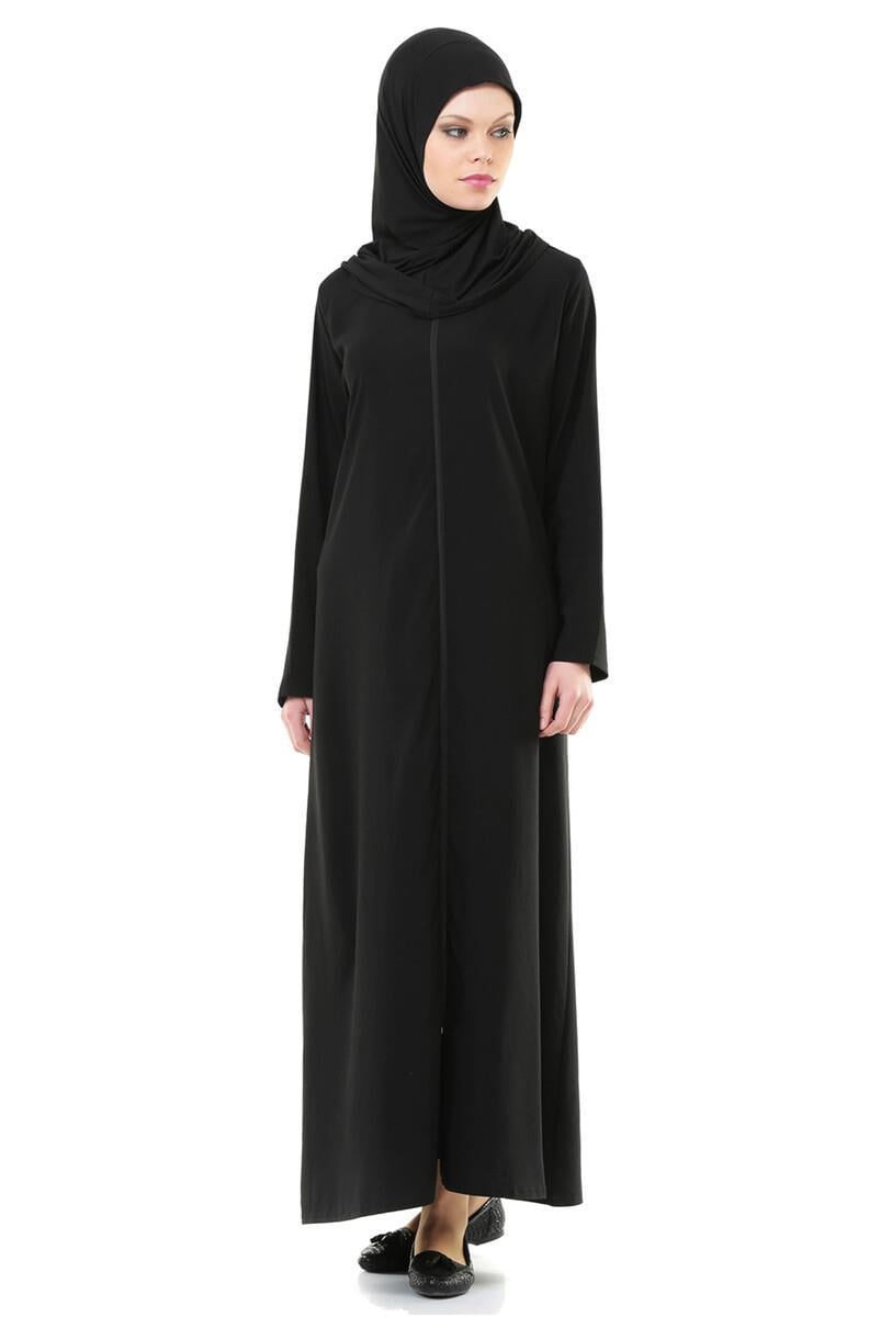 İhvan 5008-1 Siyah Pratik Kendinden Örtülü Namaz Elbisesi