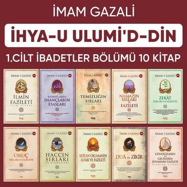 İmam Gazaliİslami Kitaplarİhya-u Ulumiddin 1. Cilt İbadetler Bölümü Serisi Seti - 10 Kitap Takım