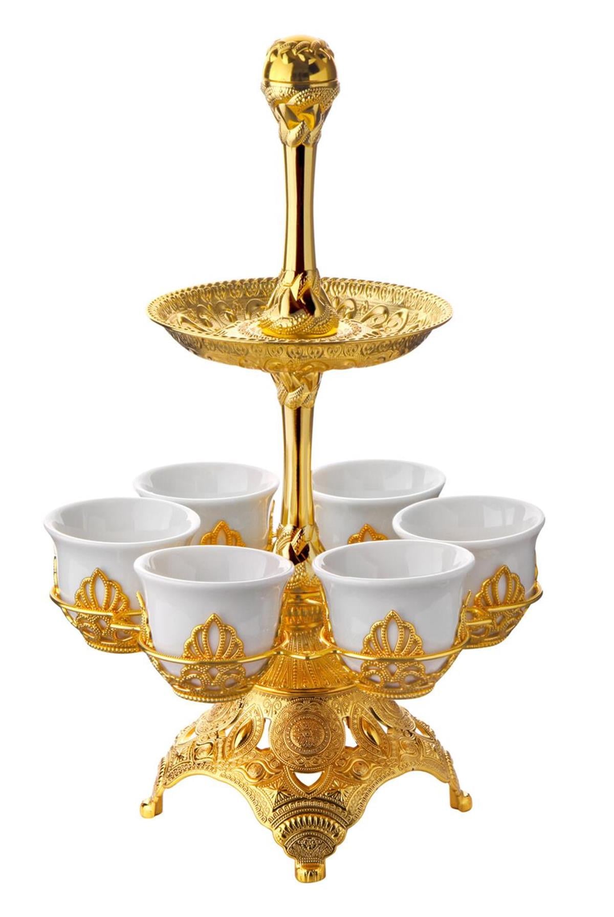 İki Katlı Tablalı Mırra Sunum Seti Gold