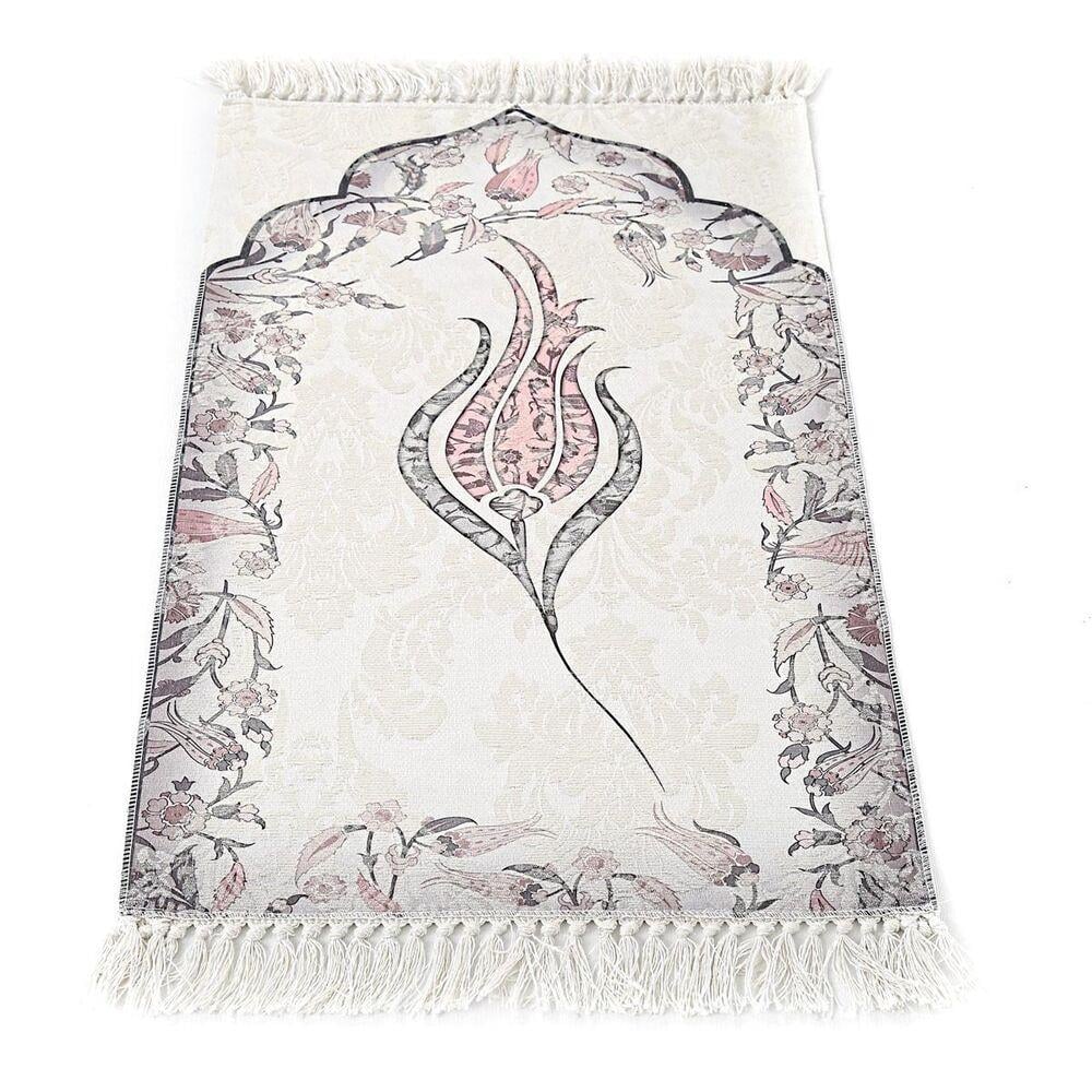 İnce Pamuk Çocuk Seccadesi Pembe- Lale 44x77 cm - 180 gr - Tesbih Hediyeli