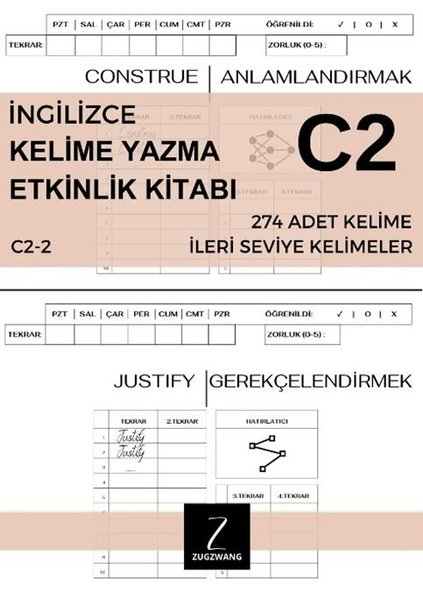 KolektifDil Bilimi - Etimolojiİngilizce Kelime Yazma Etkinlik Kitabı C2 - 2 İleri Seviye Kelimeler