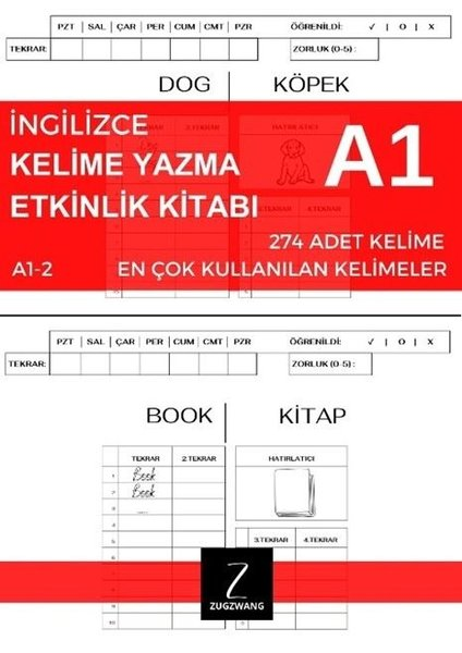 KolektifDil Bilimi - Etimolojiİngilizce Kelime Yazma Etkinlik Kitabı A1 - 2 En Çok Kullanılan Kelimeler