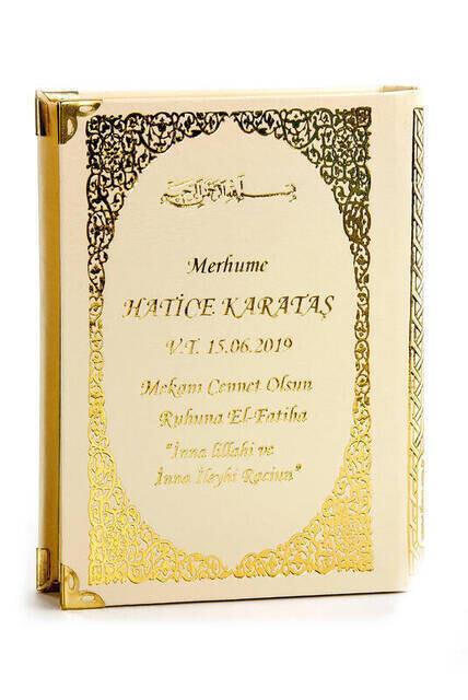 İsim Baskılı Ciltli Yasin Kitabı - Çanta Boy - 224 Sayfa - Krem Renk - Mevlit Hediyeliği