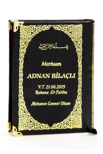 İsim Baskılı Ciltli Yasin Kitabı - Çanta Boy - 224 Sayfa - Siyah Renk - Mevlid Hediyeliği