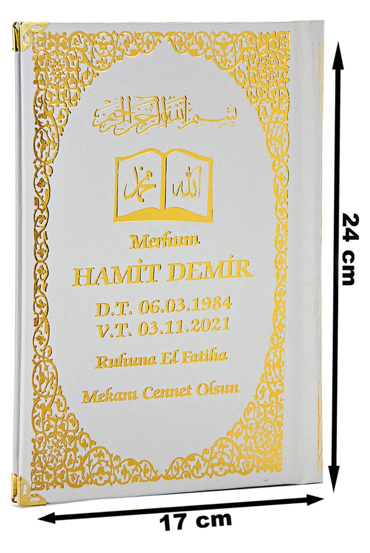 İsim Baskılı Ciltli Yasin Kitabı - Orta Boy - 80 Sayfa - Beyaz Renk - Cemiyet Hediyeliği