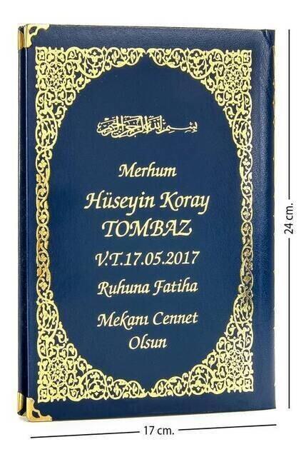 İsim Baskılı Ciltli Yasin Kitabı - Orta Boy - 176 Sayfa - Lacivert Renk - Dini Hediyelik