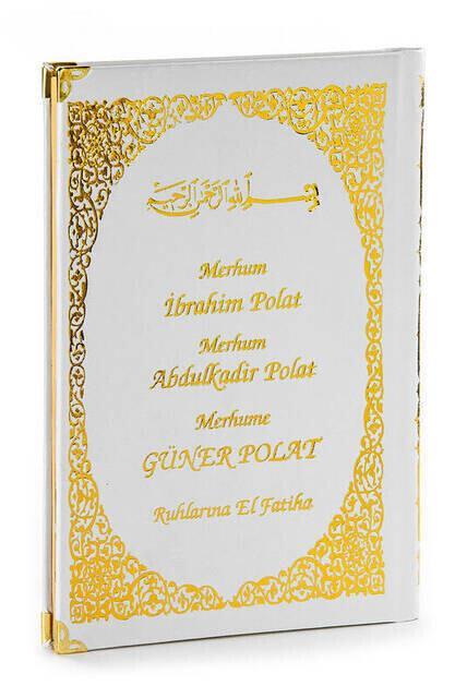 İsim Baskılı Ciltli Yasin Kitabı - Orta Boy - 128 Sayfa - Beyaz Renk - Dini Hediyelik