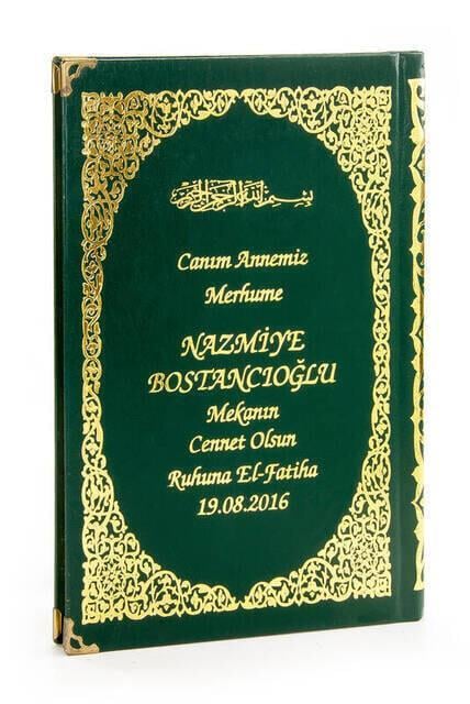 İsim Baskılı Ciltli Yasin Kitabı - Orta Boy - 176 Sayfa - Yeşil Renk - Dini Hediyelik