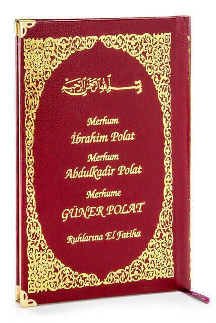 İsim Baskılı Ciltli Yasin Kitabı - Orta Boy - 128 Sayfa - Bordo Renk - Cemiyet Hediyeliği