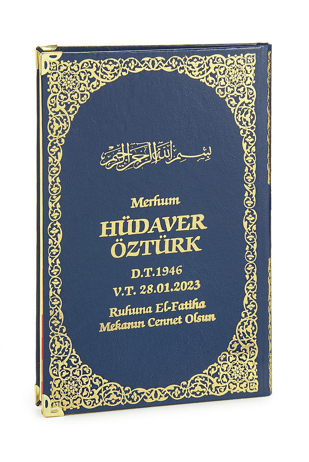 İsim Baskılı Yaldızlı Deri Ciltli Yasin Kitabı Mevlüt Hediyesi 176 Sayfa Lacivert