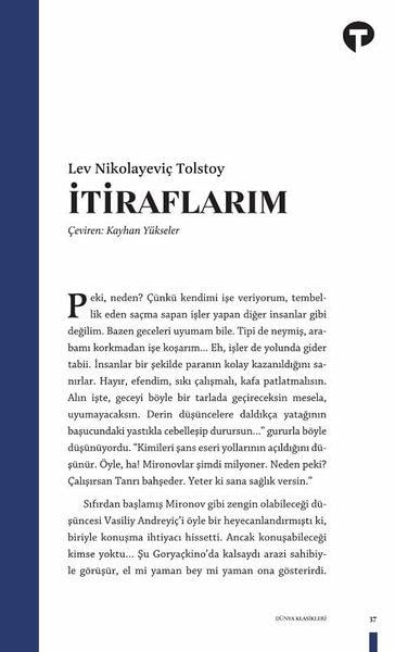 Lev Nikolayeviç TolstoyDünya Klasikleriİtiraflarım