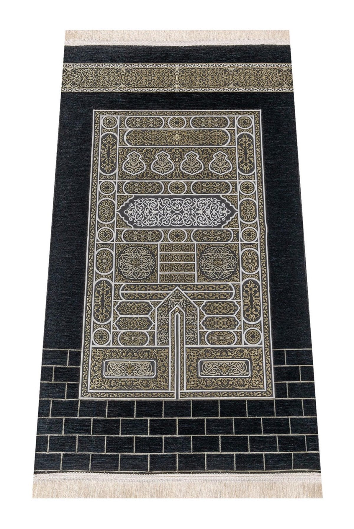 Kabe Desenli Ultra Plus Siyah Şönil Seccade 18
