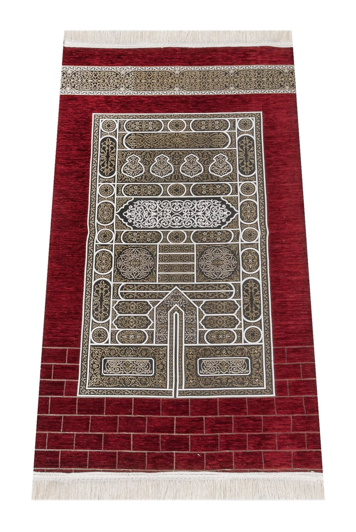 Kabe Kapısı Desenli Şönil Seccade-Kırmızı Renk