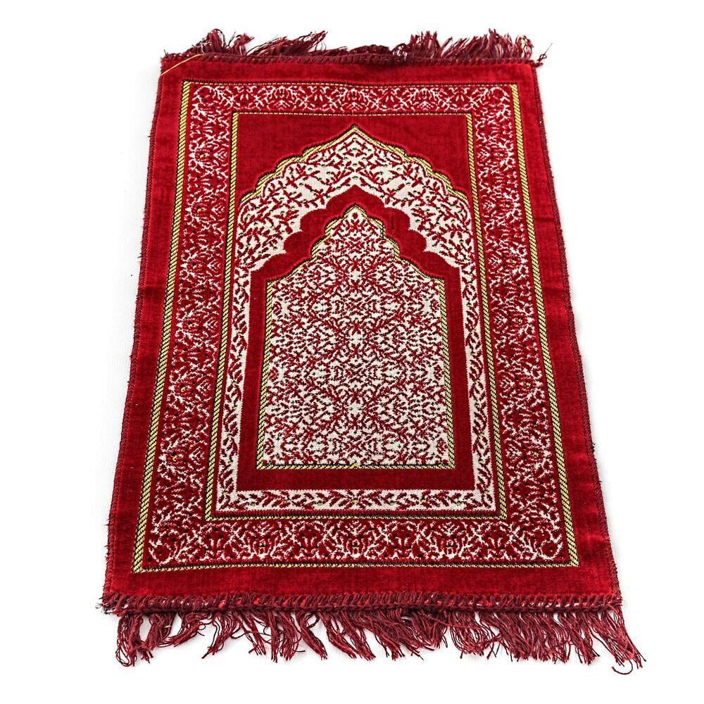 Kadife Çocuk Seccadesi - Bordo 39x80 cm - 180 gr - Tesbih Hediyeli