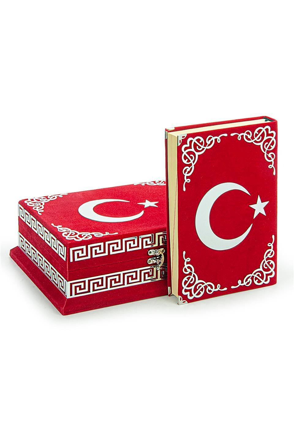 Kadife Sandıklı Ay Yıldız Türkiye Özel Tasarım Kuranı Kerim Seti