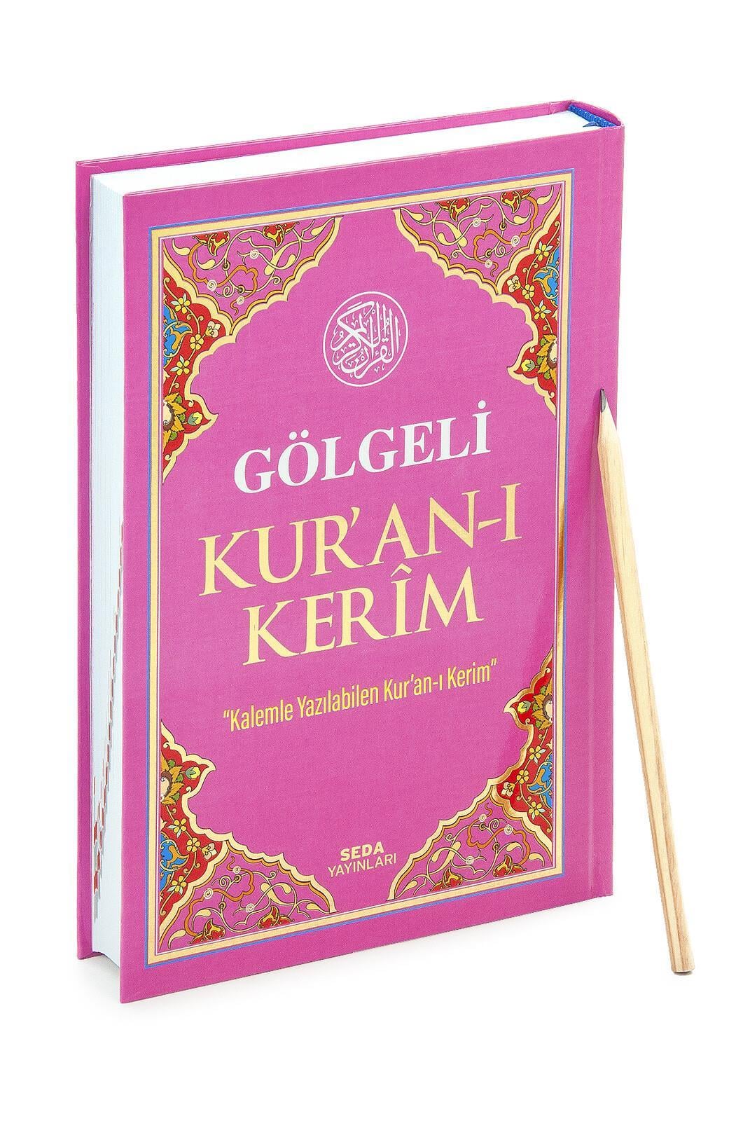 Kalemle Yazılabilen Orta Boy Gölgeli Kuranı Kerim Pembe