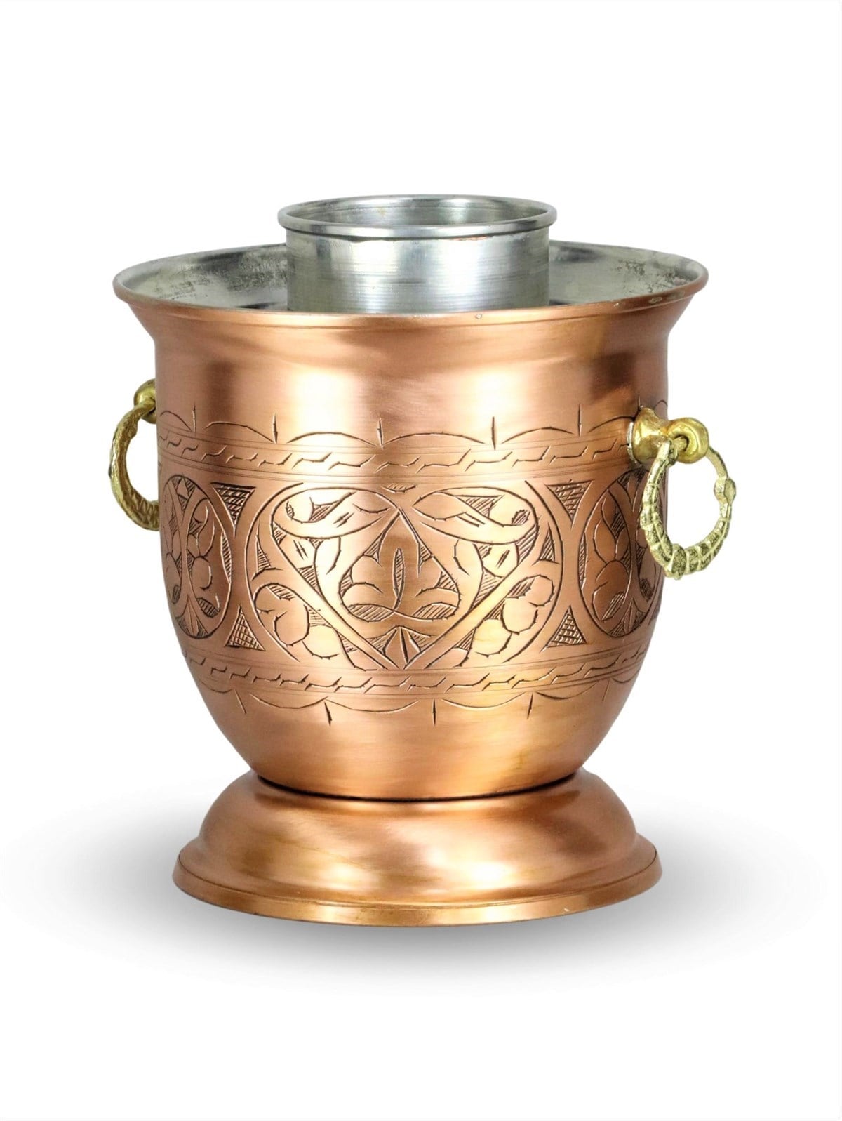 Kalın Eskitme Keski İşlemeli Bakır  Ehli Keyf Rakı Şişelik