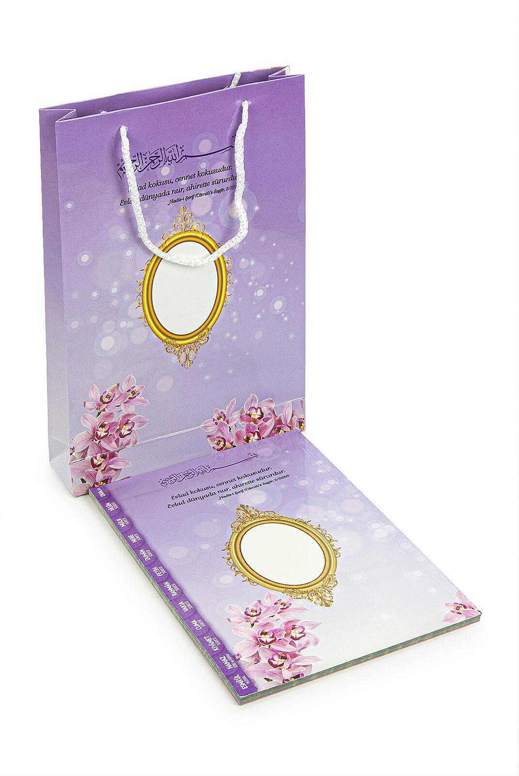 Karton Çantalı Yasin Seti Orta Boy 80 Sayfa Mevlid Hediyeliği Mor Renk