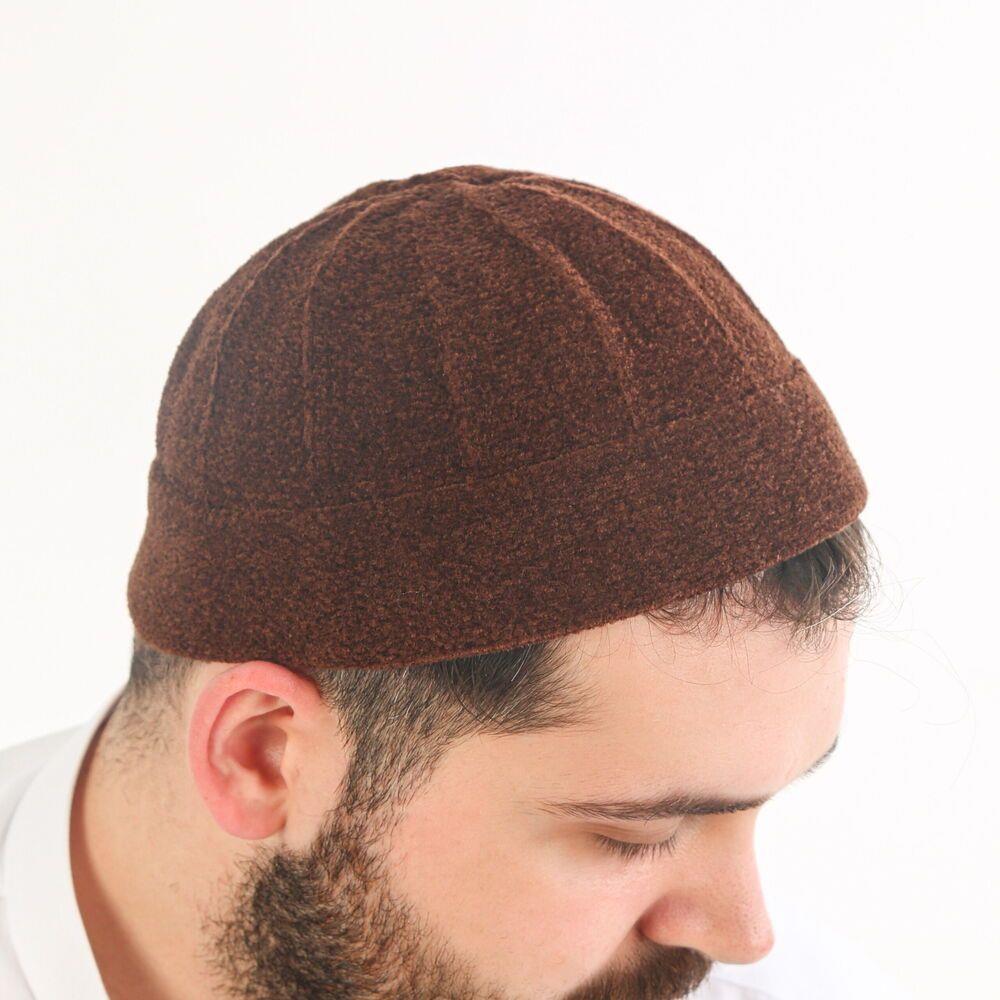 Katlamalı Şönil Takke - Kahverengi