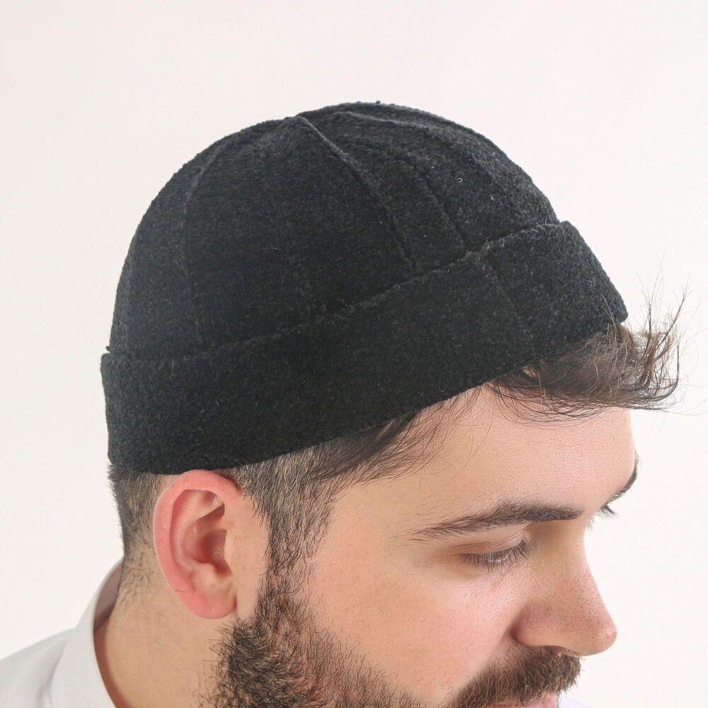 Katlamalı Şönil Takke - Siyah