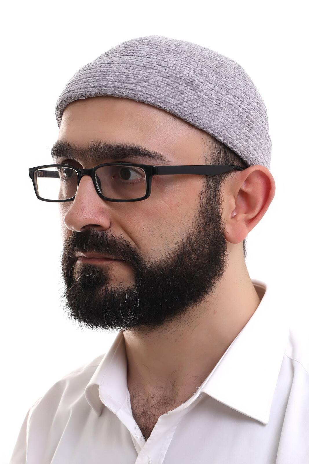 Kışlık Orlon Takke Katlamalı Noktalı Desen - Açık Gri