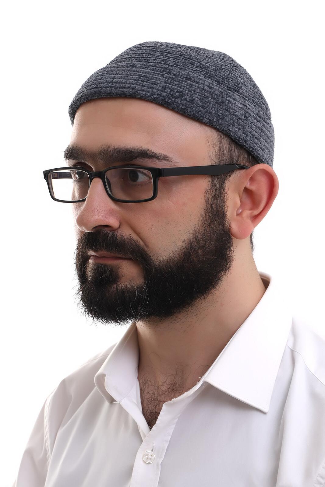 Kışlık Orlon Takke Katlamalı Noktalı Desen - Gri