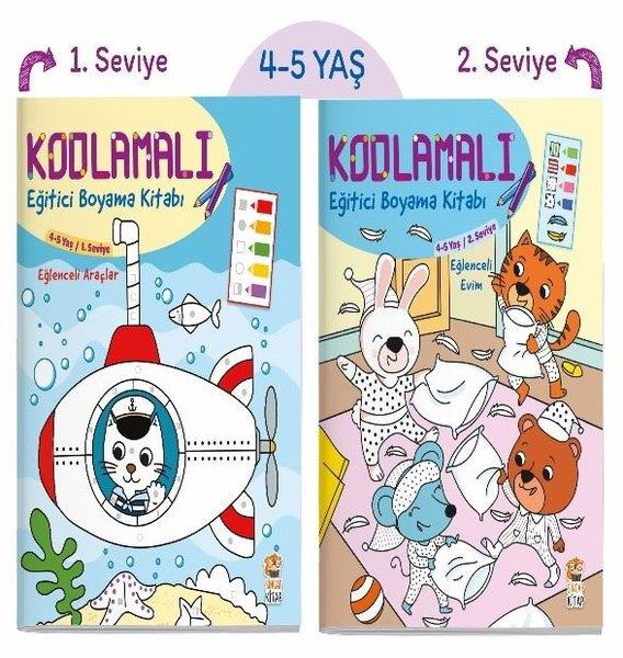 KolektifEgitim Etkinlik KitaplariKodlamalı Eğitici Boyama Seti-4-5 Yaş 1.2.Seviye-2 Kitap Takım