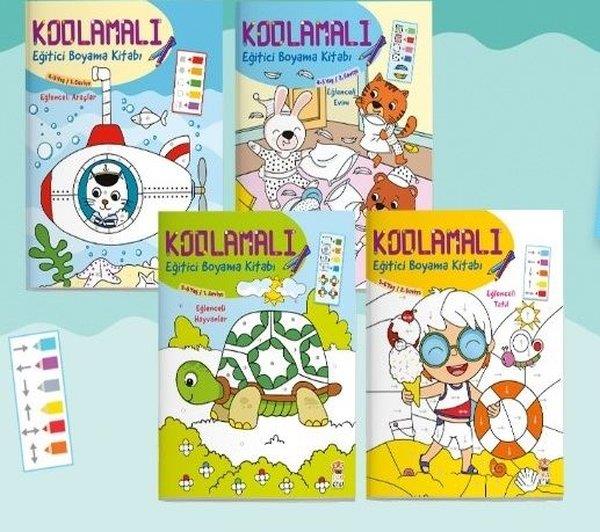 KolektifEgitim Etkinlik KitaplariKodlamalı Eğitici Boyama Seti-4-6 Yaş 1.2.Seviye-4 Kitap Takım