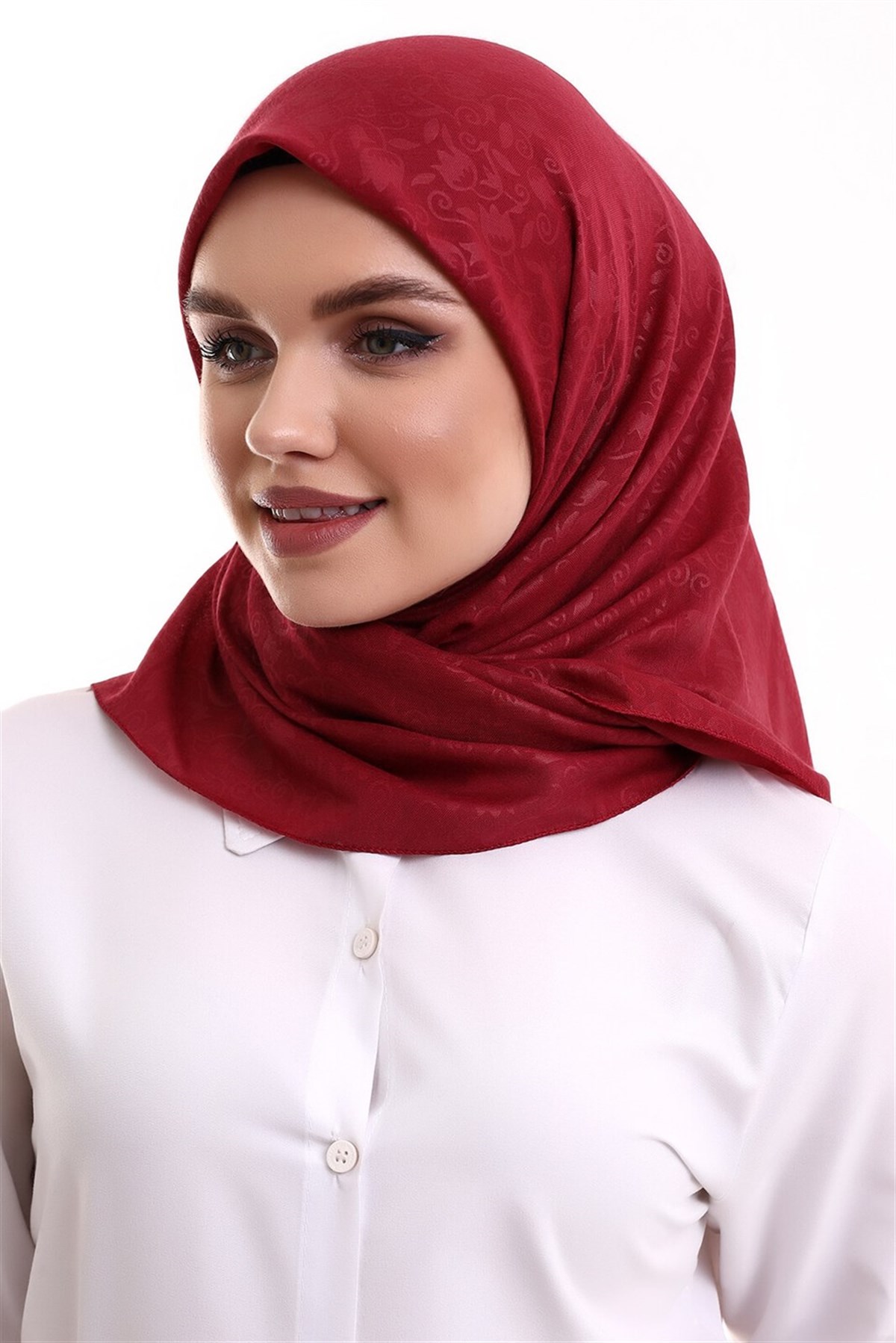 Kofra Desenli Baş Örtü - Kırmızı