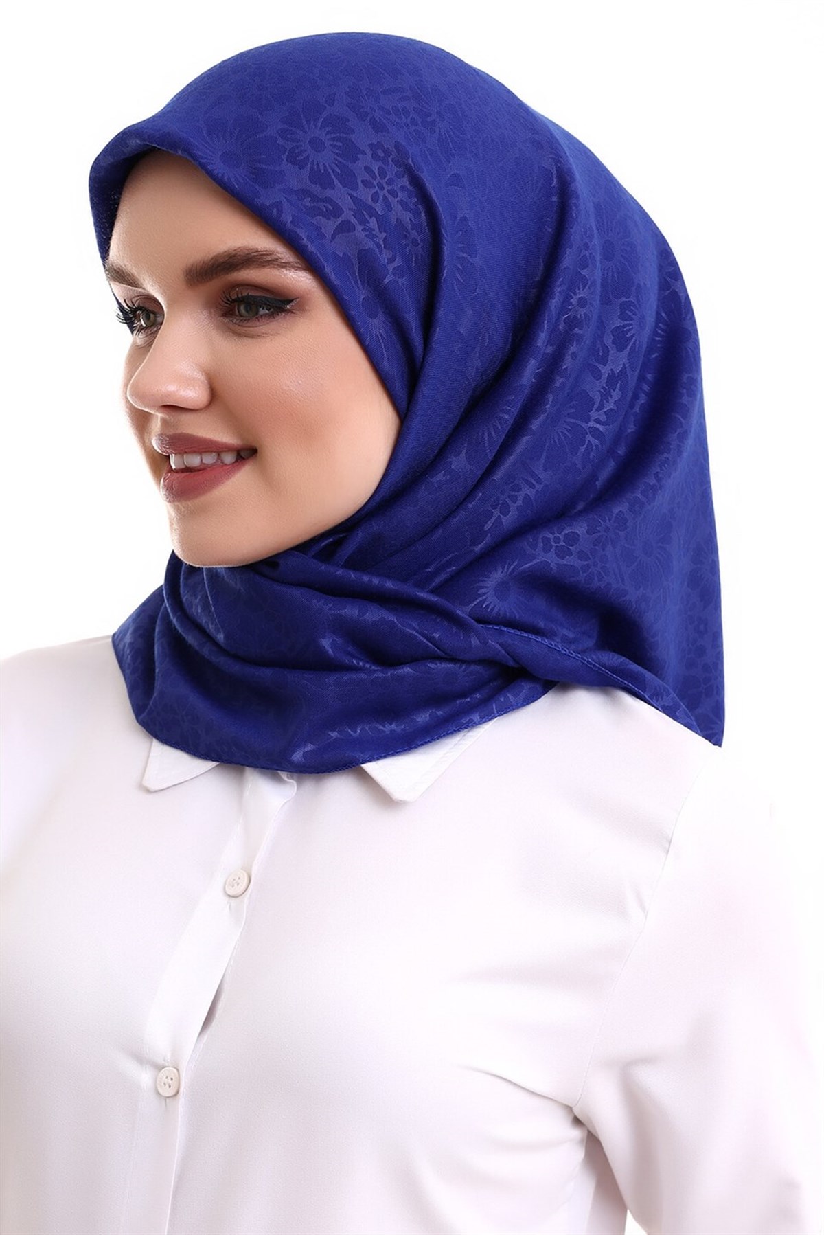 Kofra Desenli Baş Örtü - Lacivert