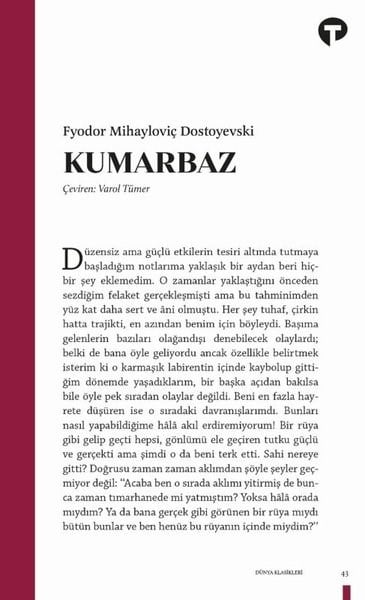 Fyodor Mihayloviç DostoyevskiDünya KlasikleriKumarbaz