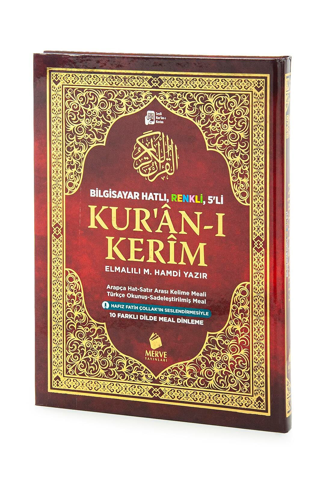 Kuranı Kerim ve Meali - 5 Özellikli - Mealli Kuran - Cami Boy - Bordo Renk - Merve Yayınları