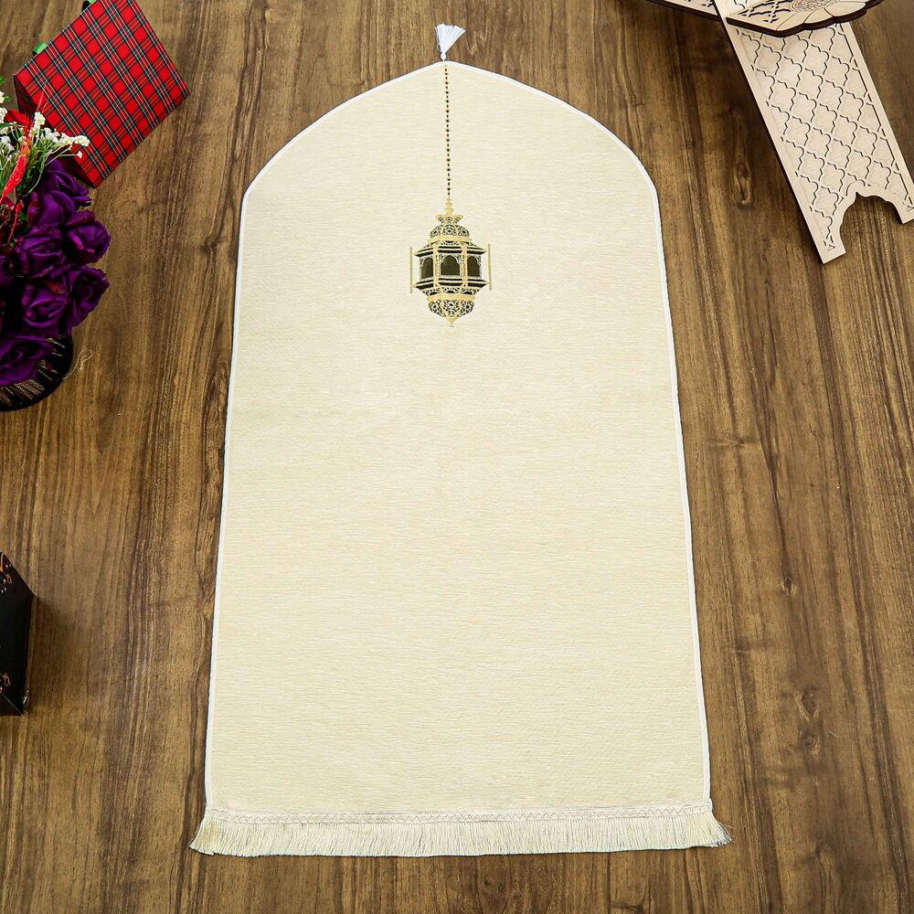 Mahya Lüks Astarlı Biyeli Şönil Seccade Krem (66X125cm) 565 gr