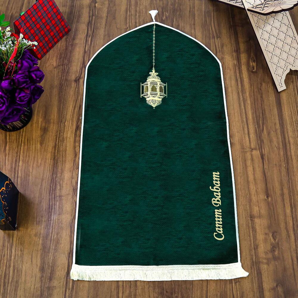 Mahya Lüks Astarlı Biyeli Şönil Seccade İsimli Yeşil (66X125cm) 565 gr