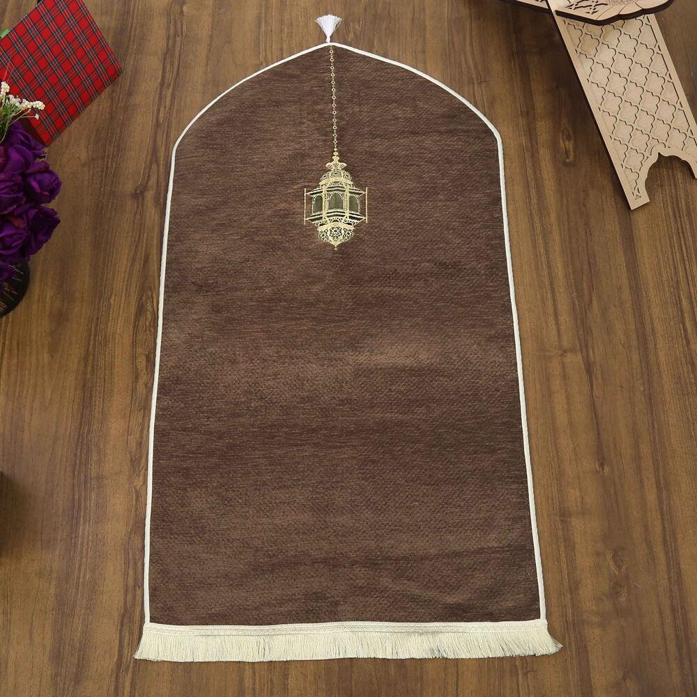 Mahya Lüks Astarlı Biyeli Şönil Seccade Kahverengi (66X125) 565 gr