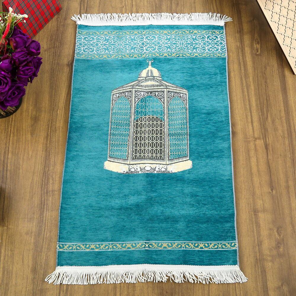 Makam-ı İbrahim Lüks Şönil Seccade Turkuaz (70x126cm) 240 gr